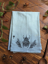 Load image into Gallery viewer, #37- Gradient Blue/Teal Moths, Bees &amp; Beetle Tea Towel