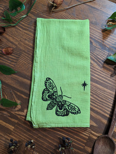 #38 - Green Moths, Bees & Beetle Tea Towel
