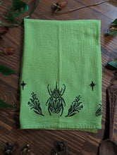 Load image into Gallery viewer, #38 - Green Moths, Bees &amp; Beetle Tea Towel