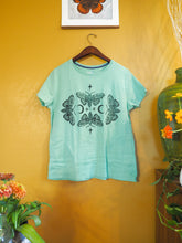 Load image into Gallery viewer, #49 - Quad Moths &amp; Moons Mint Green T (L)