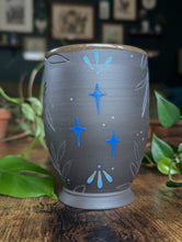 Load image into Gallery viewer, #S06 - Matte Dragonfly on Dark Clay Cup (Seconds Sale!)
