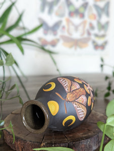 #43 - Brown Moth & Mushrooms Bud Vase, Small